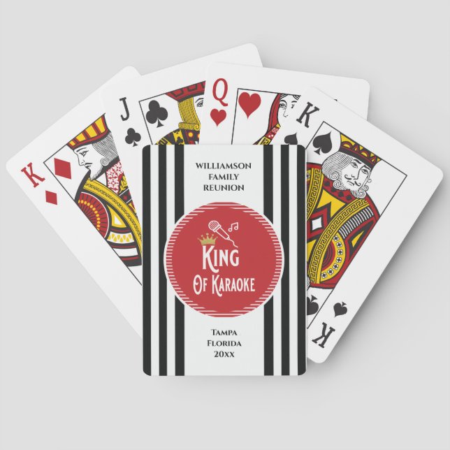 King of Karaoke Singing Contest Red Family Reunion Poker Cards (Back)