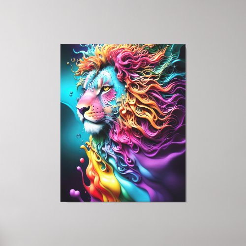 King of Kings Lion of Judah rainbow color abstract Canvas Print