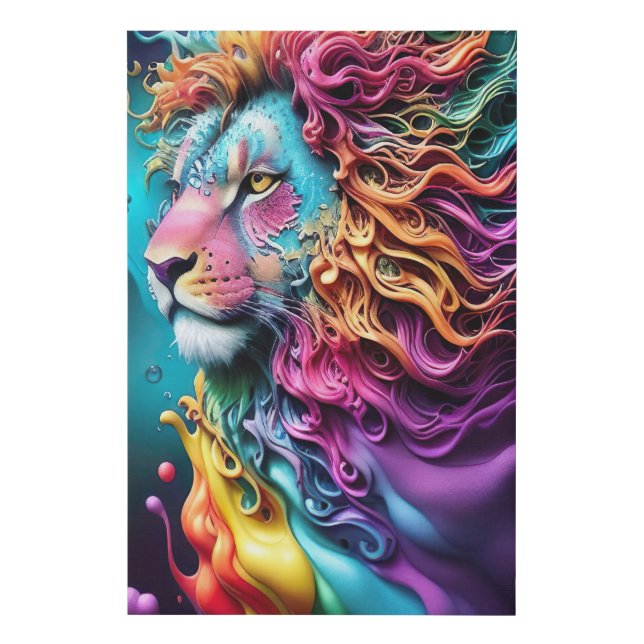 King of Kings Lion of Judah rainbow colors  Faux Canvas Print (Front)