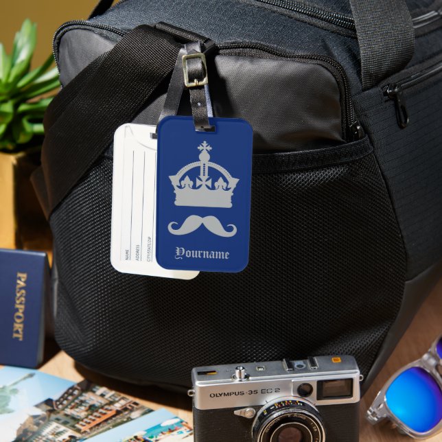 King of Mustaches custom name Luggage Tag (Front & Back)