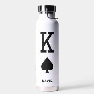 King of my heart Custom Name 4 Photo Collage Water Bottle