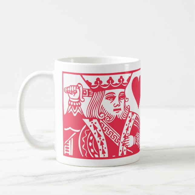 "King of my heart" red playing card Coffee Mug (Left)