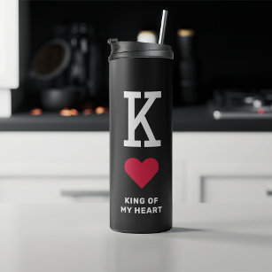 King of my Heart Valentines Day Gift 4 Photo Black Thermal Tumbler