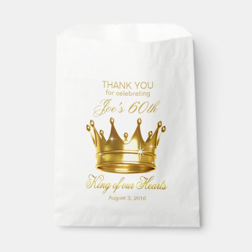 King of our Hearts 60th Birthday Gold Foil Crown Favor Bag