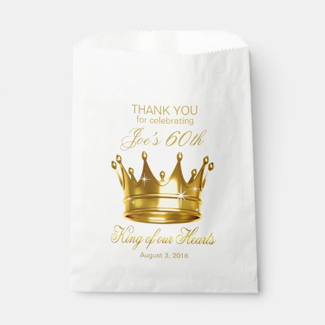 King of our Hearts 60th Birthday Gold Foil Crown Favor Bag (Front)