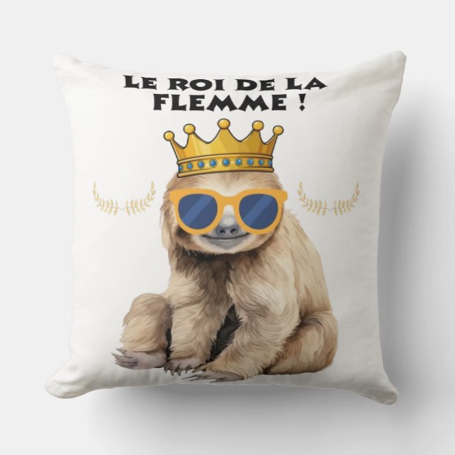 King of Sloth Pillow – funny Sloth Monkey (Front)