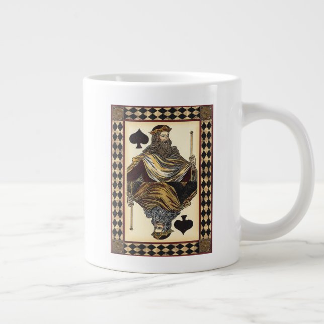 King of Spades Playing Card by Vision Studio Large Coffee Mug (Right)