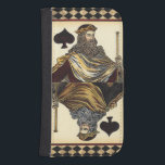 King of Spades Playing Card by Vision Studio Phone Wallet<br><div class="desc">Trump your friends with this great painting of the King of Spades by Vision Studio. A cutting a rather royal figure,  he holds a small scepter and has opened his mouth to issue a royal decree. Place this playing card painting on your wall today!</div>