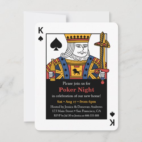 King of Spades Poker Night Housewarming Party Invitation