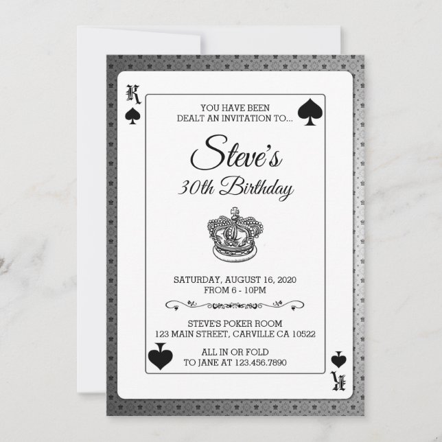 King of Spades Poker Playing Card Birthday Invite (Front)