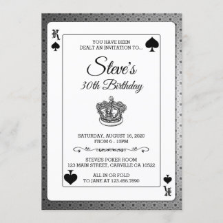 King of Spades Poker Playing Card Birthday Invite