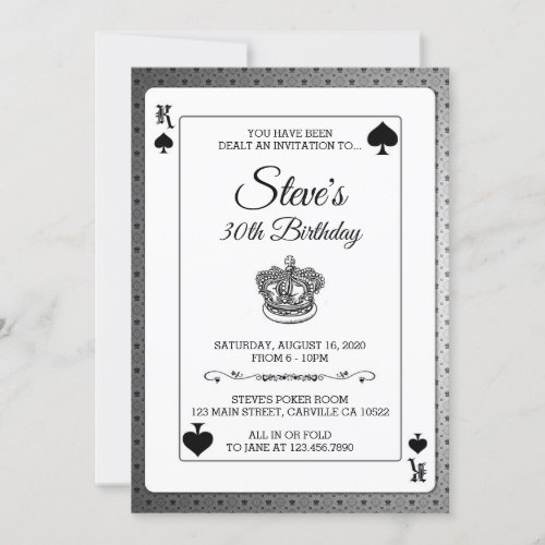 King of Spades Poker Playing Card Birthday Invite