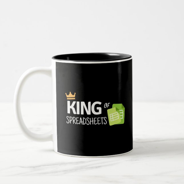 King of spreadsheets Two-Tone coffee mug (Left)