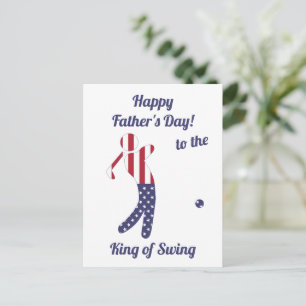 King of Swing American Flag Golf- Father's Day Postcard