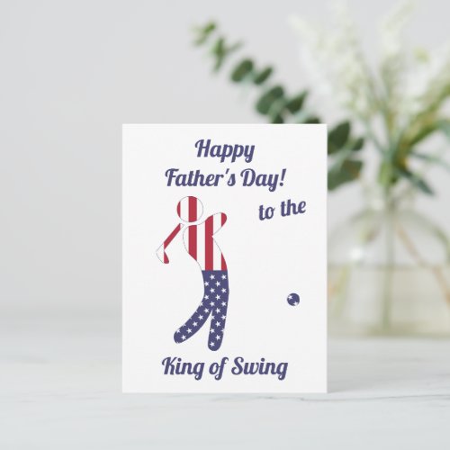 King of Swing  American Flag Golf_ Fathers Day Postcard