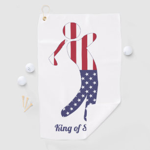 King of Swing American Flag Golf Player Golf Towel