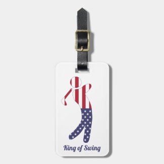 King of Swing | American Flag Golf Player Luggage Tag