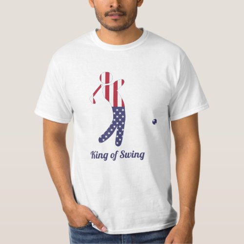King of Swing  American Flag Golfer Silhouette T_Shirt