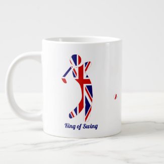 King of Swing | Union Jack Flag Golfer Silhouette Giant Coffee Mug