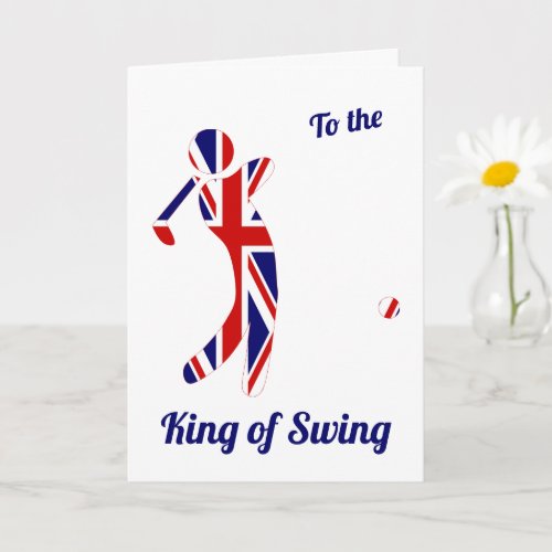 King of Swing  Union Jack Golfer  Birthday Card