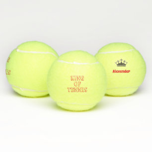 King of tennis personalize text and name and crown balls