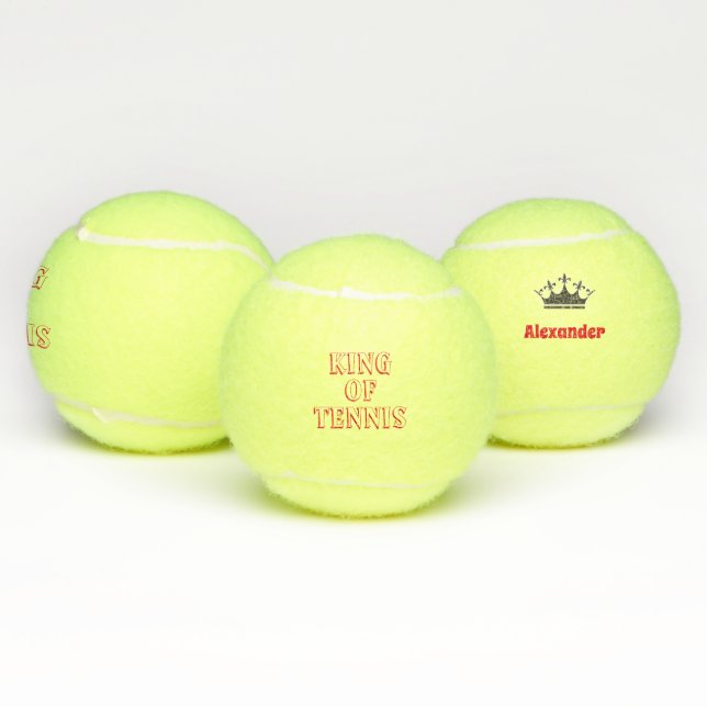 King of tennis personalize text and name and crown tennis balls (Multi)