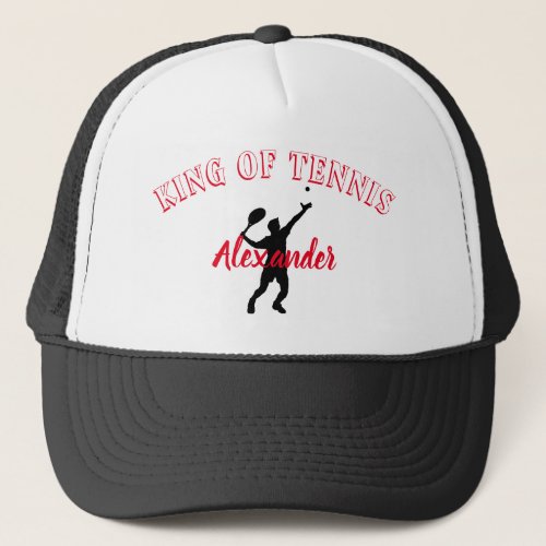 King of tennis personalized trucker hat