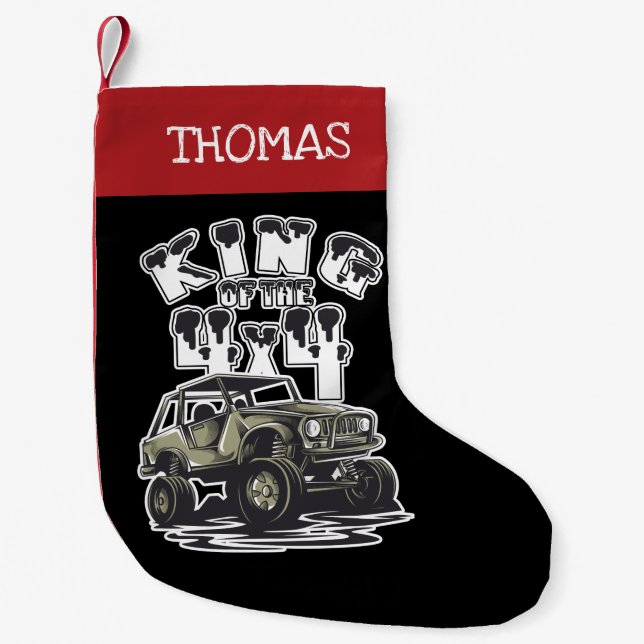 King of the 4x4 Off Road Mudding Small Christmas Stocking (Front)