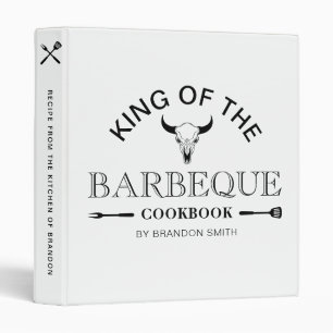 King Of The Barbeque Cookbook Personalized Name 3 Ring Binder