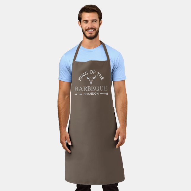 King Of The Barbeque | Dad Gift Personalized Name Apron (Worn)