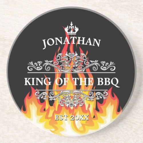 King of The BBQ Black Coaster