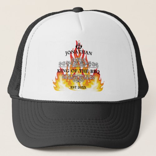 King of The BBQ Funny Quote Initial Name Vintage Trucker Hat