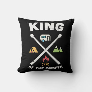 King Of The Camper Funny Camping Slogan Throw Pillow