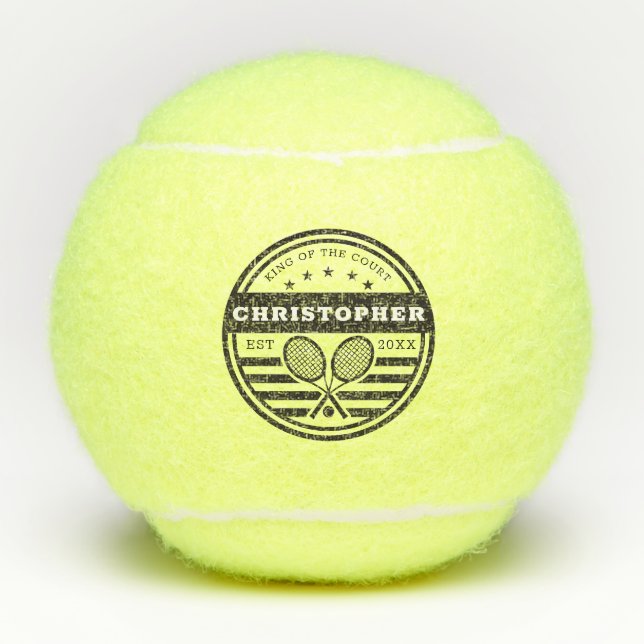 King of the Court Name Established Date Tennis Balls (Front)