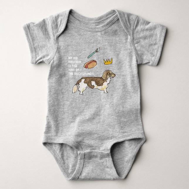 king of the dachshunds big brother baby bodysuit (Front)