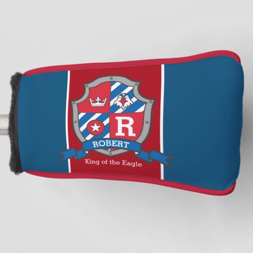 King of the Eagle crest custom name red blue Golf Head Cover