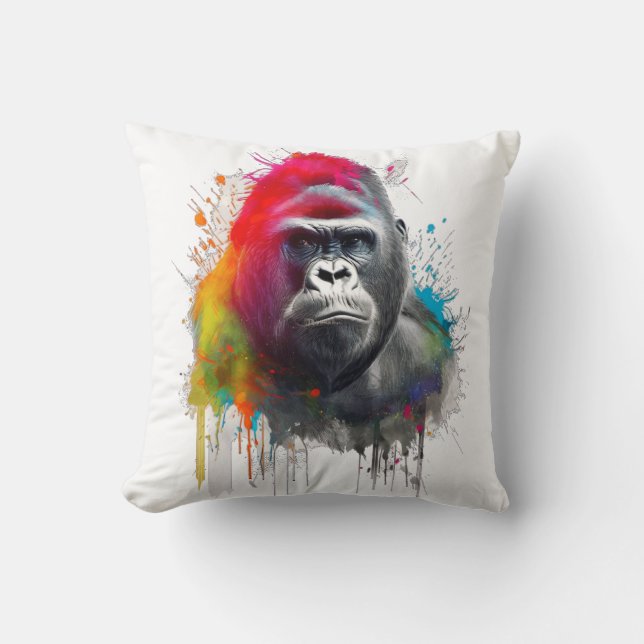 King of the Forest: Majestic Gorila Espald Throw Pillow (Front)