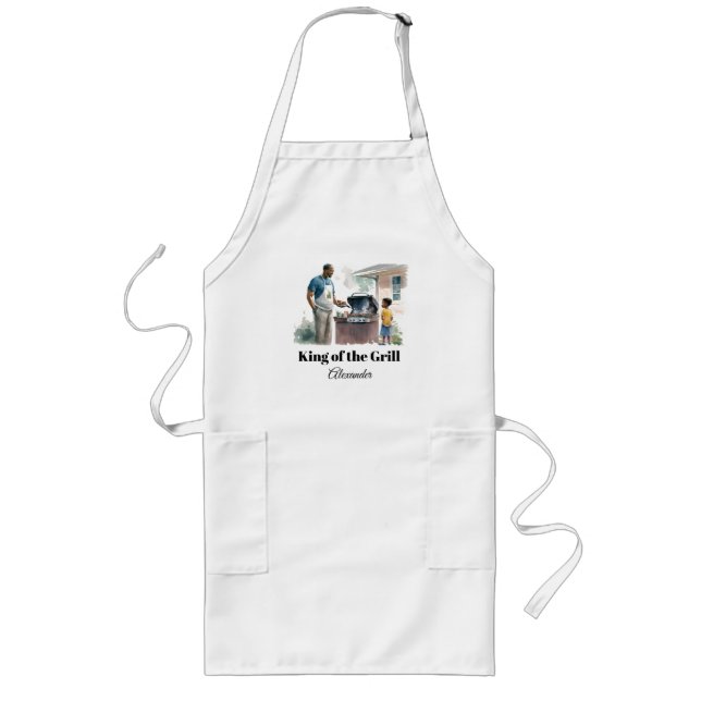 King of the Grill African American personalize Long Apron (Front)