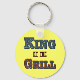 King of the Grill BBQ Cooking Slogan Keychain