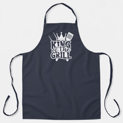 King Of The Grill BBQ Quote Navy Blue Apron
