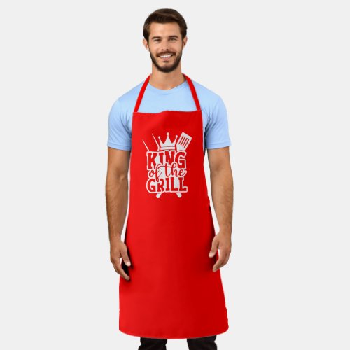 King Of The Grill BBQ Quote Red Apron