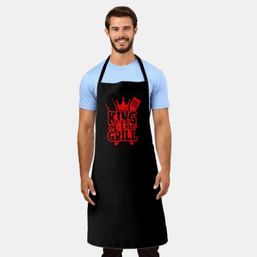 King Of The Grill BBQ Quote RedBlack Apron