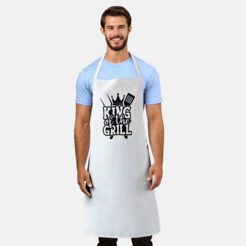 King Of The Grill BBQ Quote White Apron