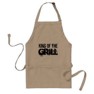 King of the grill Beige BBQ party apron for men