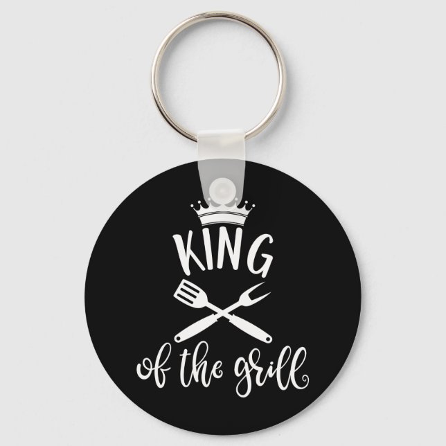 King Of The Grill. Best Barbeque Design Idea Keychain (Front)