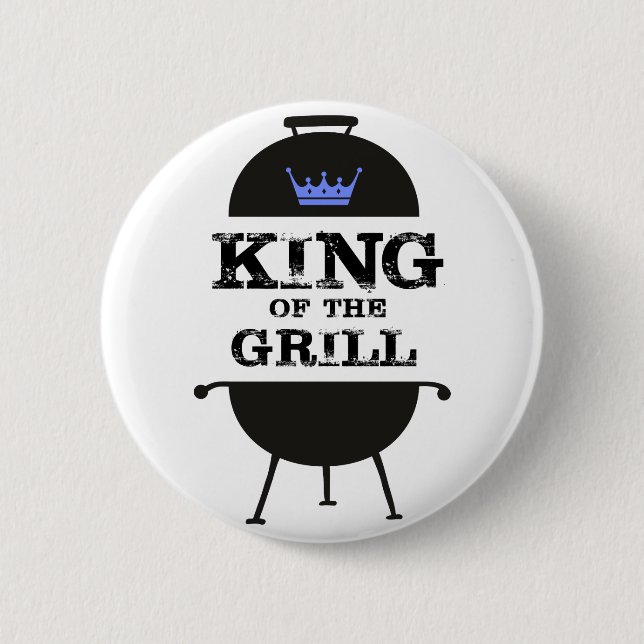 King Of The Grill, Black Blue Crown Button (Front)