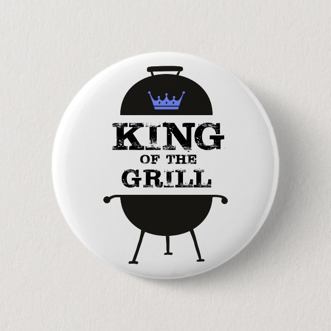 King Of The Grill, Black Blue Crown Button (Front)