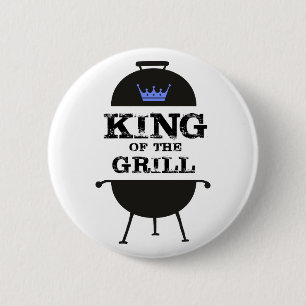 King Of The Grill, Black Blue Crown Button
