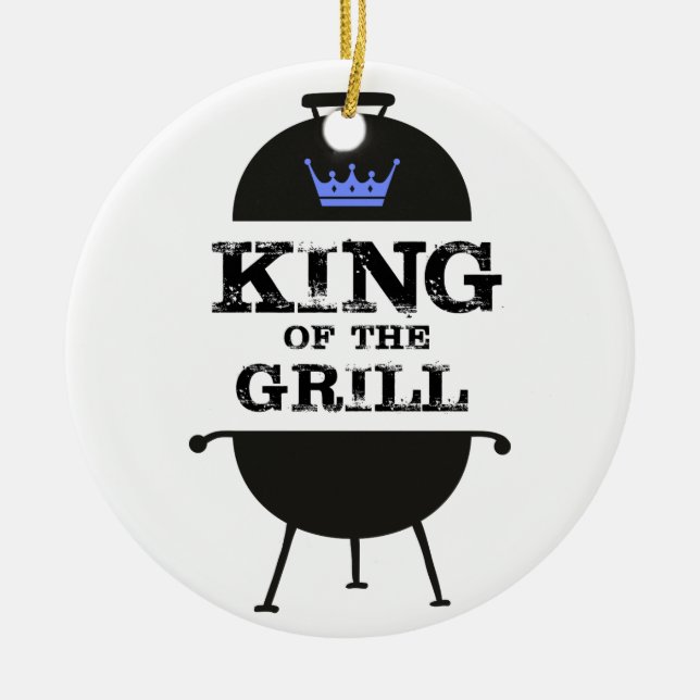King Of The Grill, Black Blue Crown Ceramic Ornament (Front)