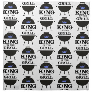 King Of The Grill, Black Blue Crown Cloth Napkin